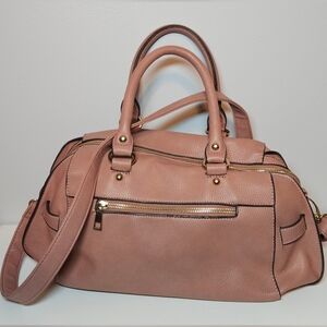 Just Fab Light Mauve Pebbled PVC Shoulder/Double Handle Bag